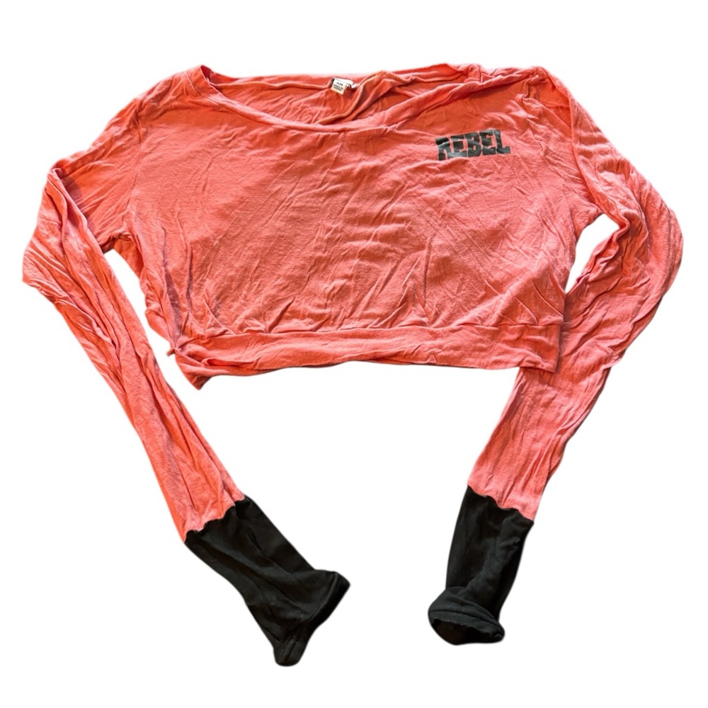 Rebel Coral and Black Crop Top